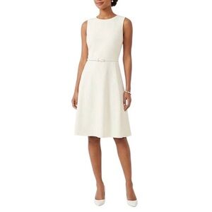Ralph Lauren Sleeveless Fit and Flare Belted Cocktail Dress Ivory White Size 16